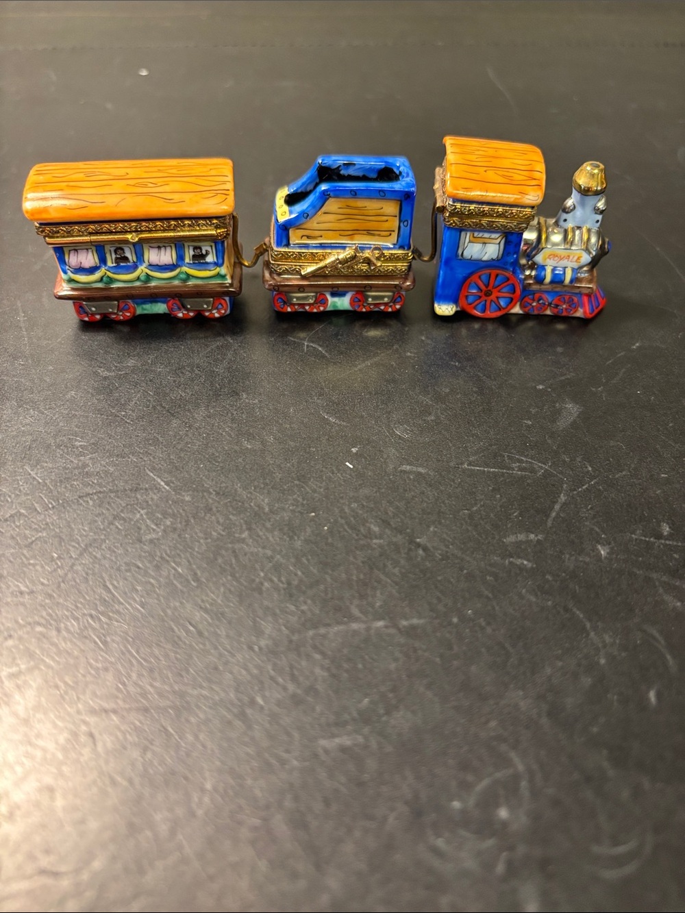 Limoges train set - three separate trinket boxes